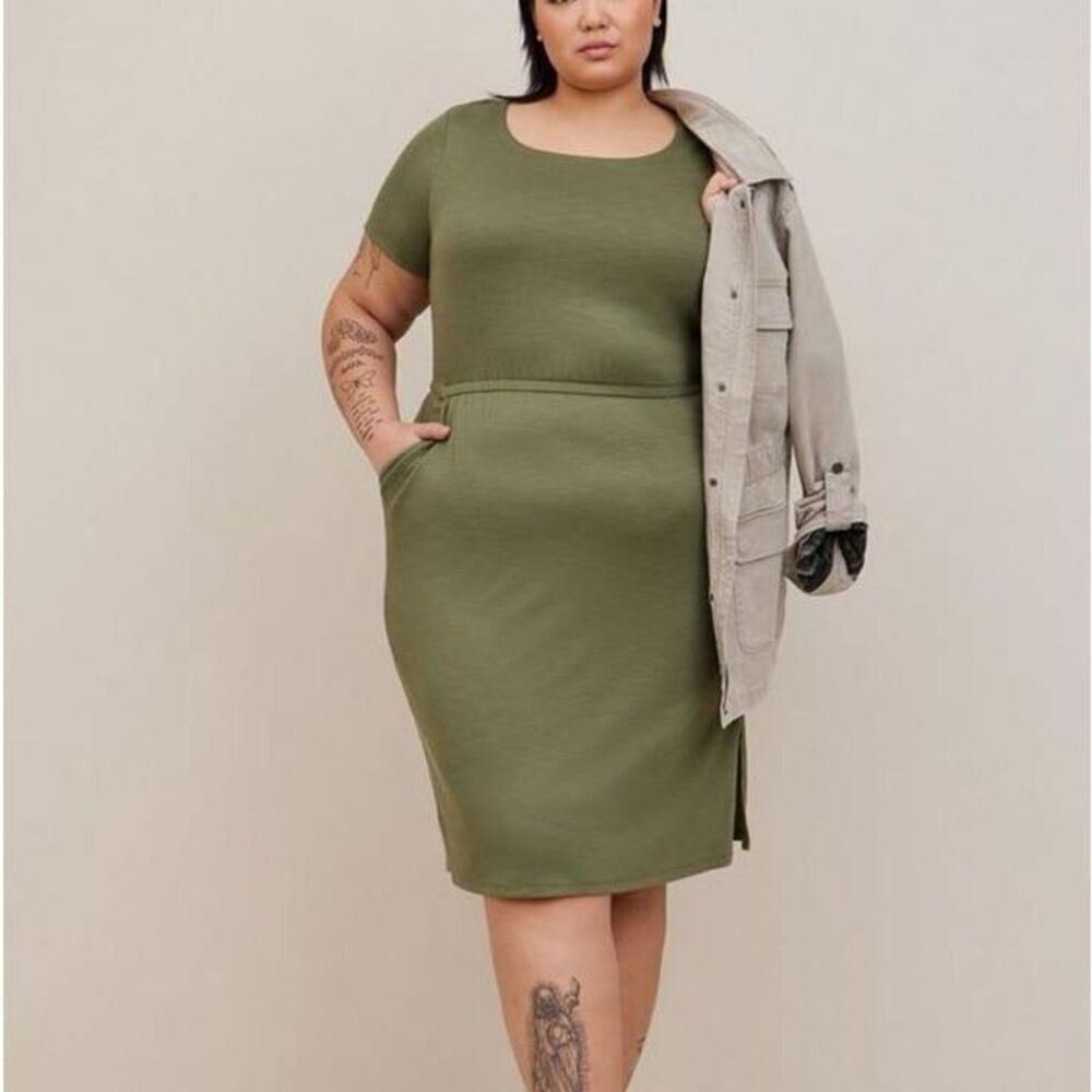 Torrid At The Knee Slub Rib Slit T-Shirt Dress